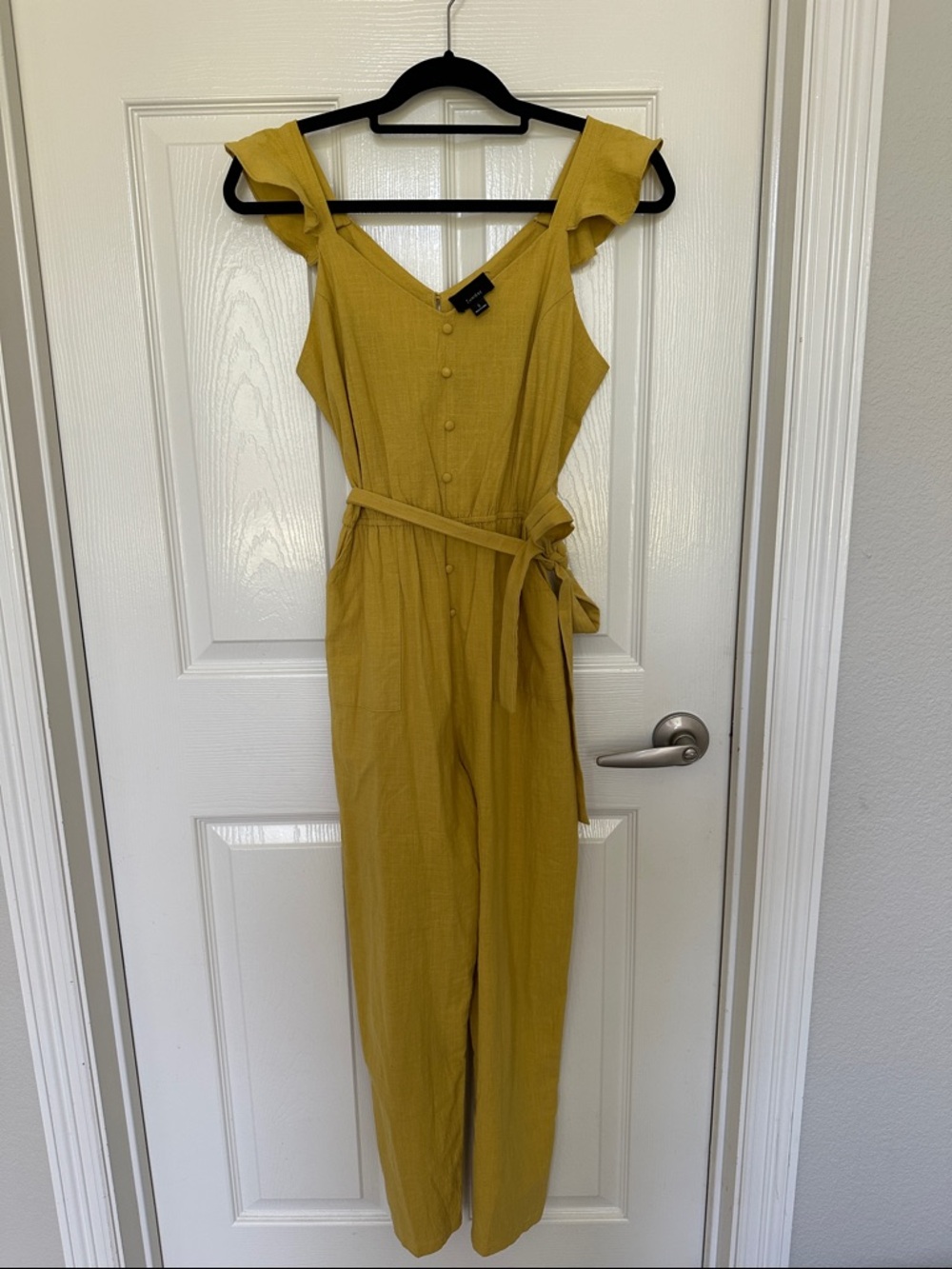 Lumiere Mustard Yellow Ruffle Sleeve Jumpsuit